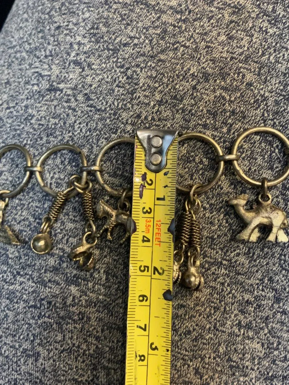 Vintage Metal Chain Belt with Animal Charms & Bells